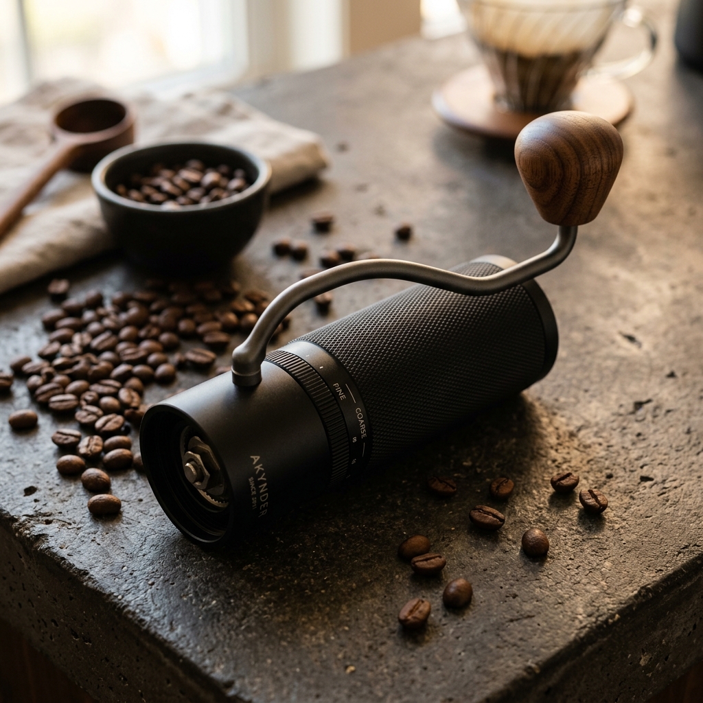 KavaKraft Pro Premium manual grinder in its premium retail black box with accessories